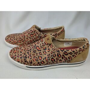 Twisted X Leopard Print Cork Slip On Sneakers Womens 11M Orange Black‎ WCA0033